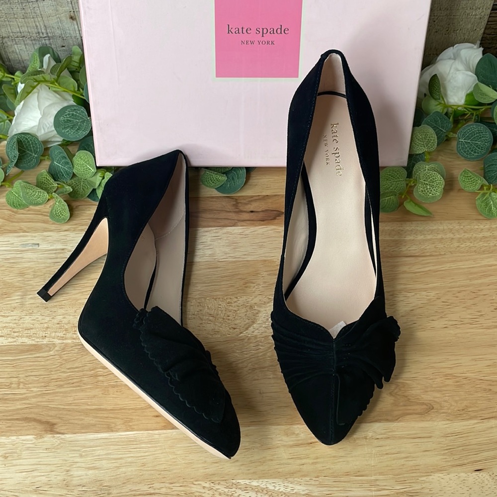 Kate Spade Black Suede  Alessia Pumps 10M NWT